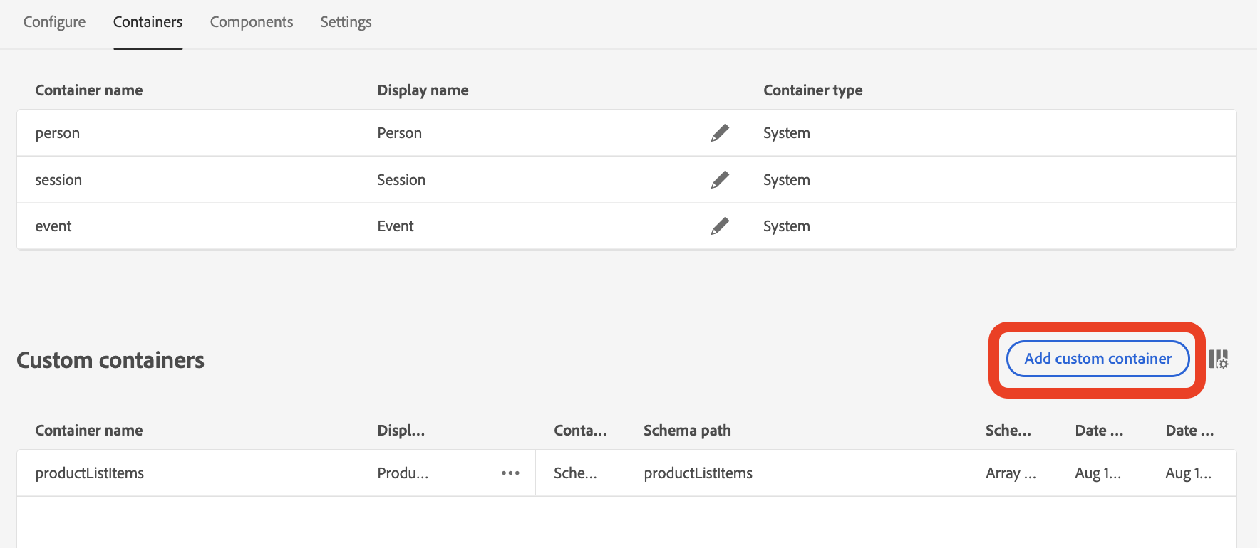 Create a custom container
